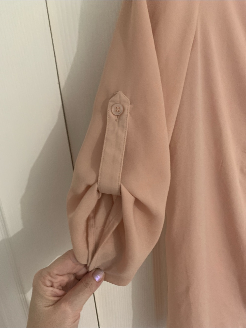 Charlotte Russe Blush Stud-Trim V-Neck Blouse - Picture 4 of 8